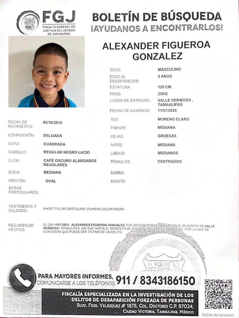 Buscan a madre y sus dos hijos desaparecidos en Valle Hermoso
