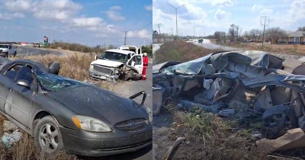 Grave accidente en la carretera Río Bravo-Reynosa deja una mujer prensada y un lesionado