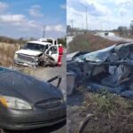 Grave accidente en la carretera Río Bravo-Reynosa deja una mujer prensada y un lesionado