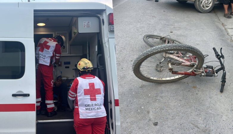 Camioneta embiste a ciclista ebrio que cruzó sin precaución en Ciudad Victoria