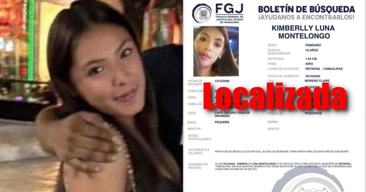 Localizan con vida a joven desaparecida en Reynosa