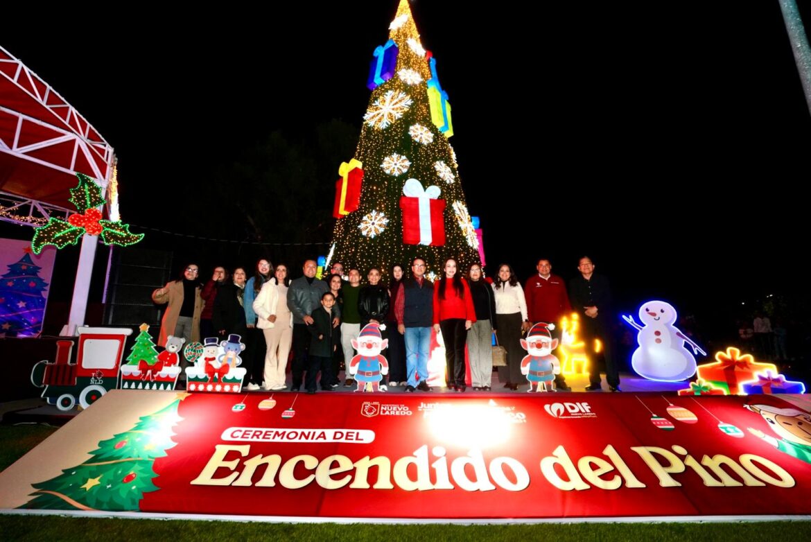 Brilla Nuevo Laredo: Carmen Lilia enciende el pino navideño e inaugura Viveros Mágico con 200 figuras gigantes y más de 200 mil luces LED