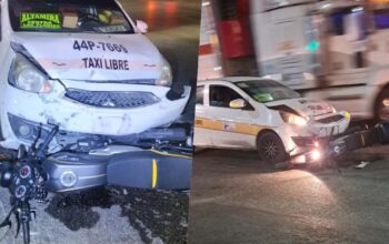 Motociclista ignora semáforo y es impactado por taxi en Altamira