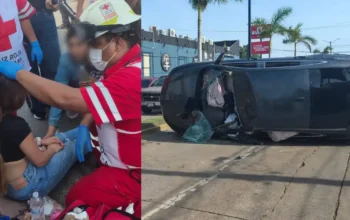 Joven resulta lesionada tras choque y volcadura en Tampico