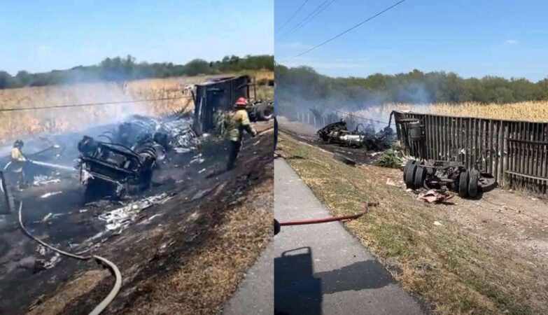 Tragico accidente en la Victoria-Zaragoza deja a un chofer sin vida tras incendio de su tráiler
