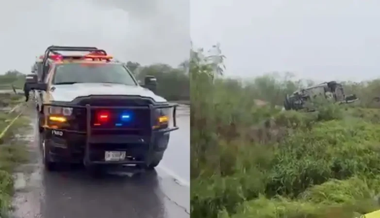 Guardia Estatal sufre volcadura en la Matamoros-Victoria