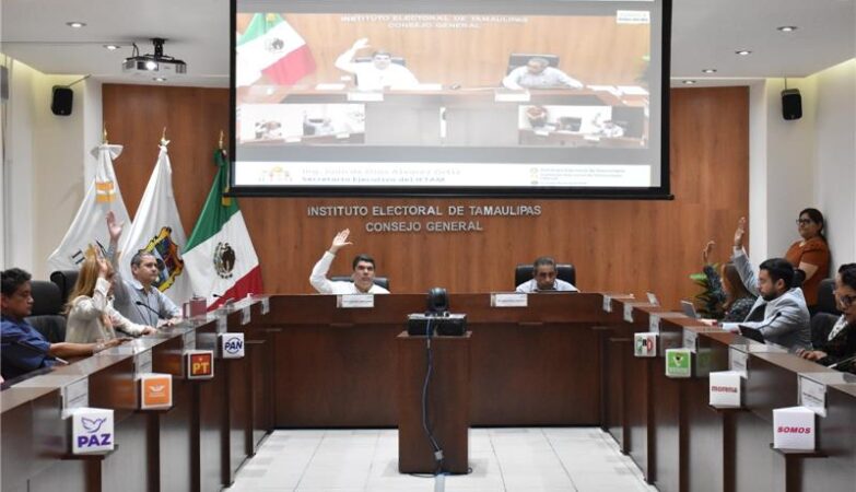 Consejo General del IETAM en sesión extraordinaria donde se aprobaron medidas para las elecciones de 2027