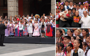 Coros escolares de niñas y niños se presentan en Palacio Nacional durante el Primer Concurso Nacional de Coros Escolares