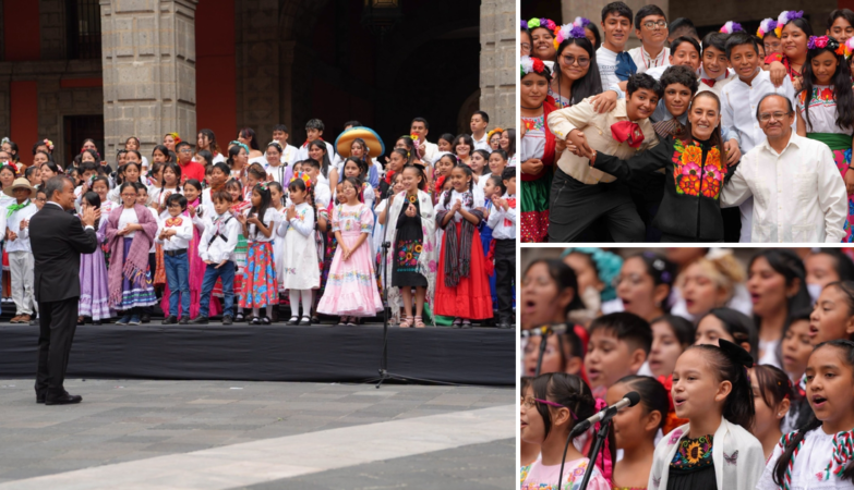 Coros escolares de niñas y niños se presentan en Palacio Nacional durante el Primer Concurso Nacional de Coros Escolares